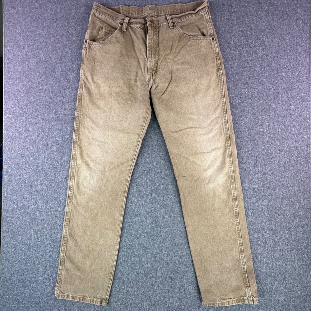 Wrangler Jeans Mens 36x34 Hero Authentic Tan G9651CR Straight Leg Comfort Fit